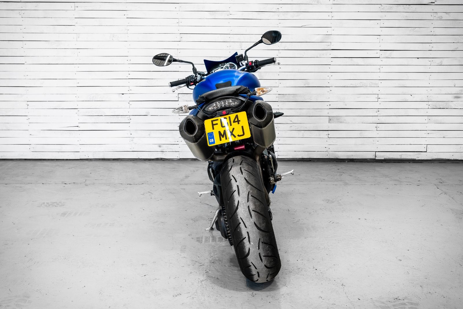 2014 Triumph Speed Triple 1050 ABS in Satin Blue - rear view