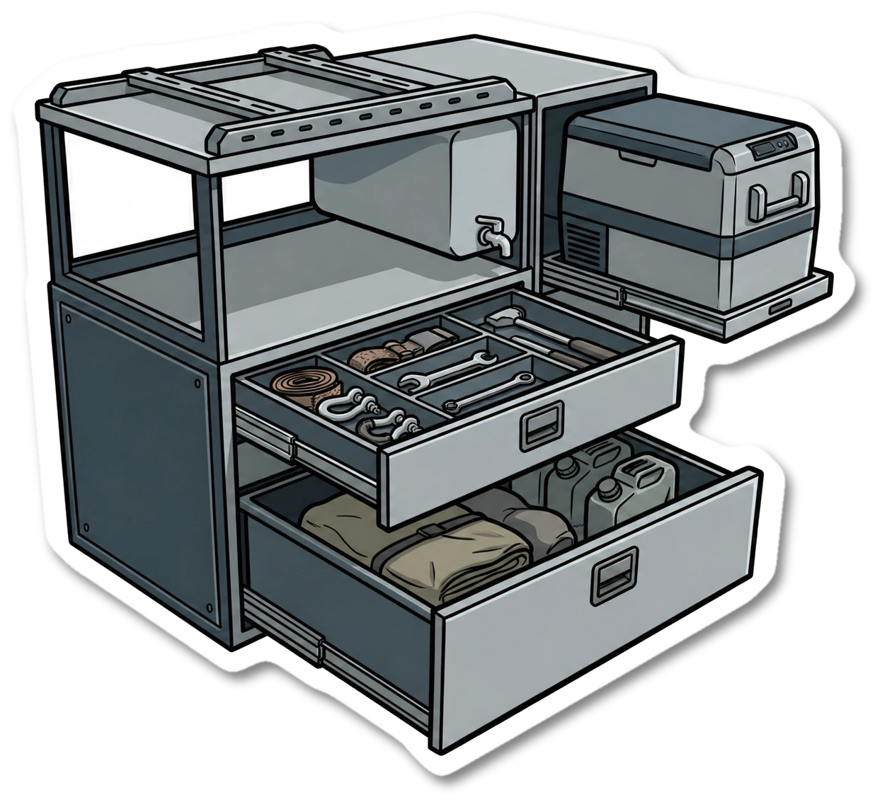 storage drawer systems sticker illustration