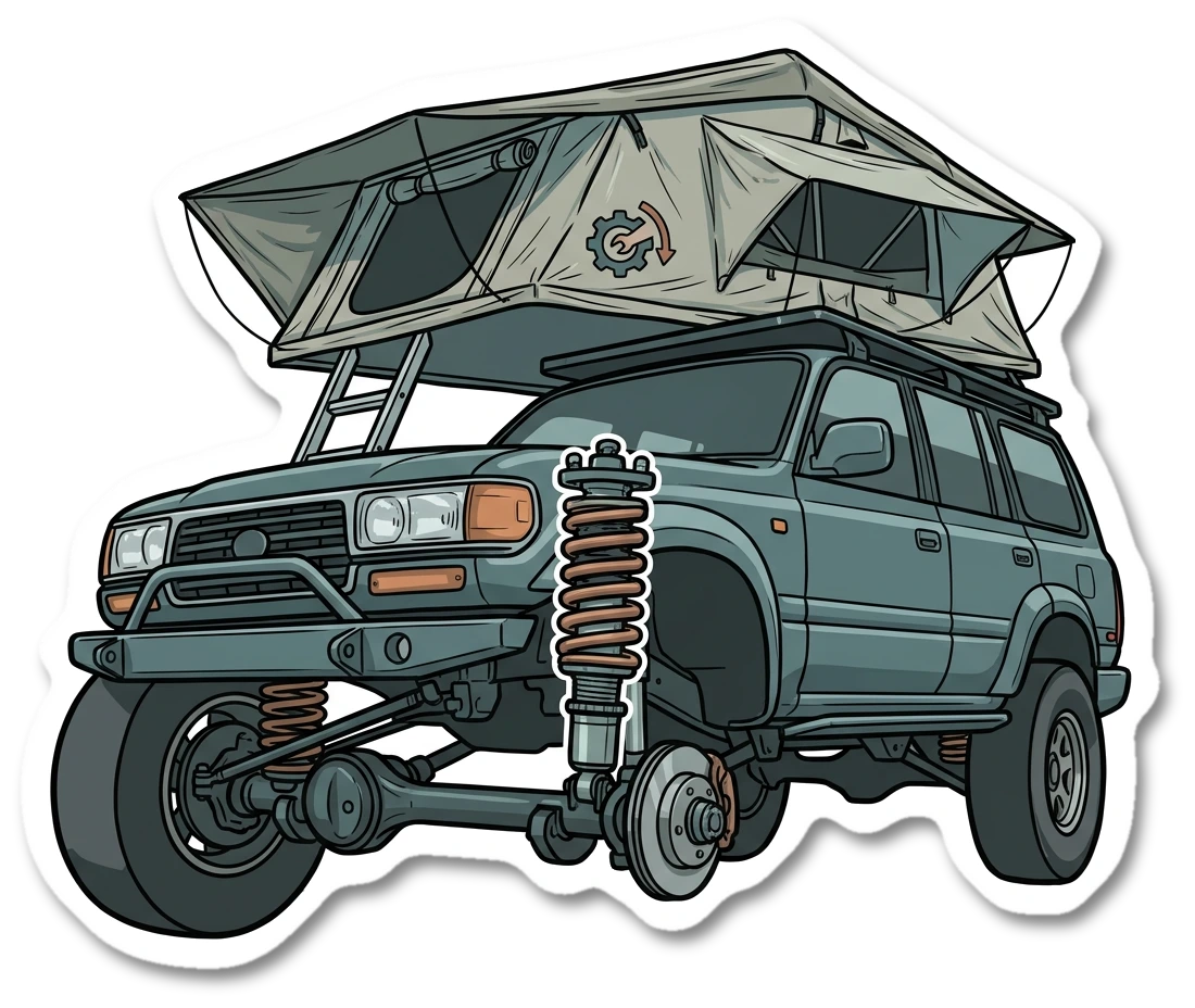 Suspension components sticker illustration