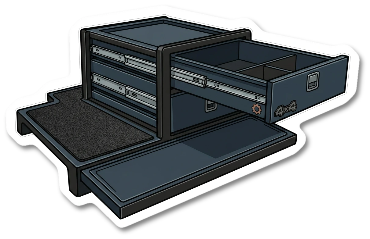 Drawer storage system sticker illustration