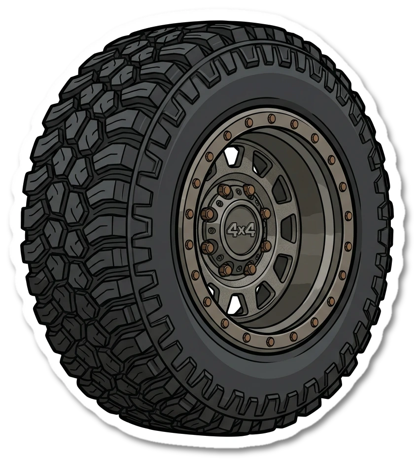 Suspension and wheel sticker illustration