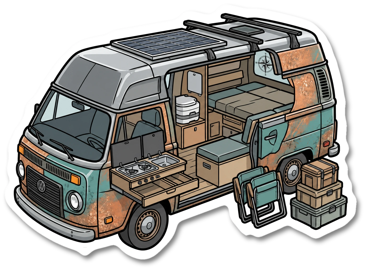 full van conversions sticker illustration