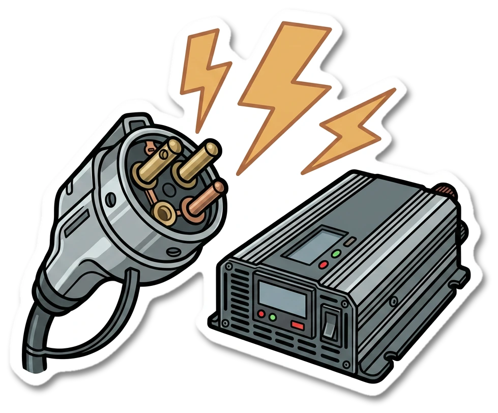 Camper hook-up sticker illustration