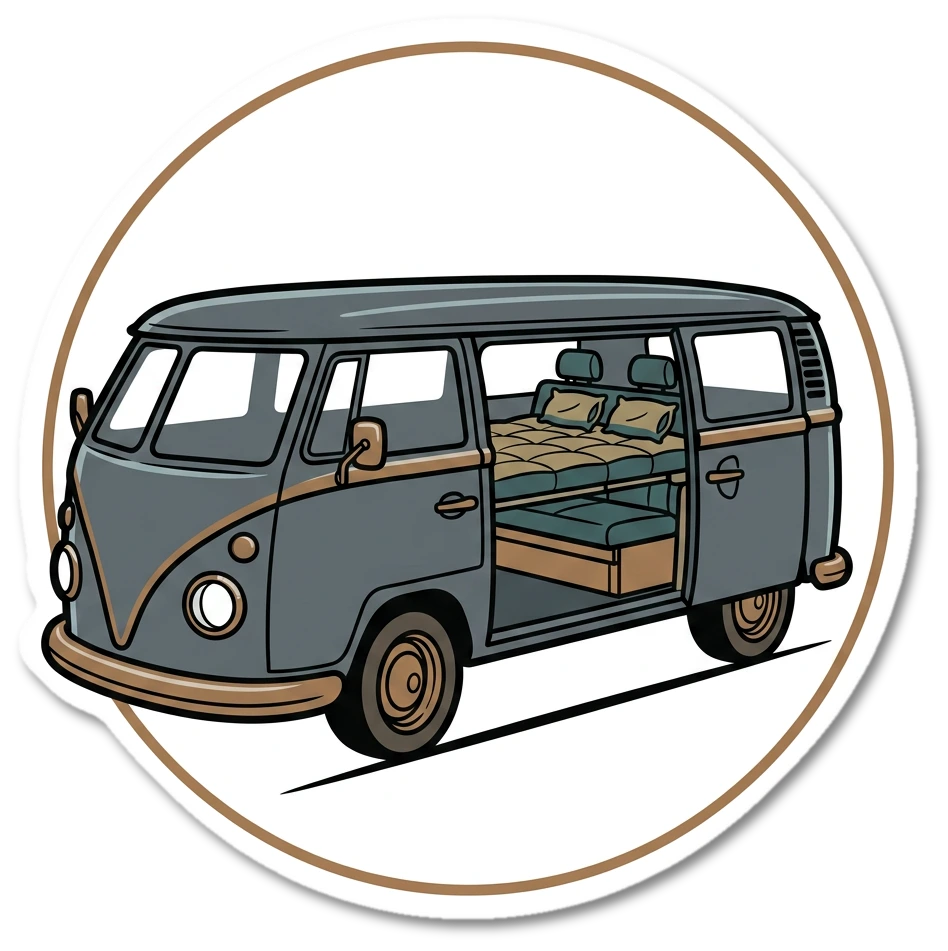 Camper furniture and units sticker illustration