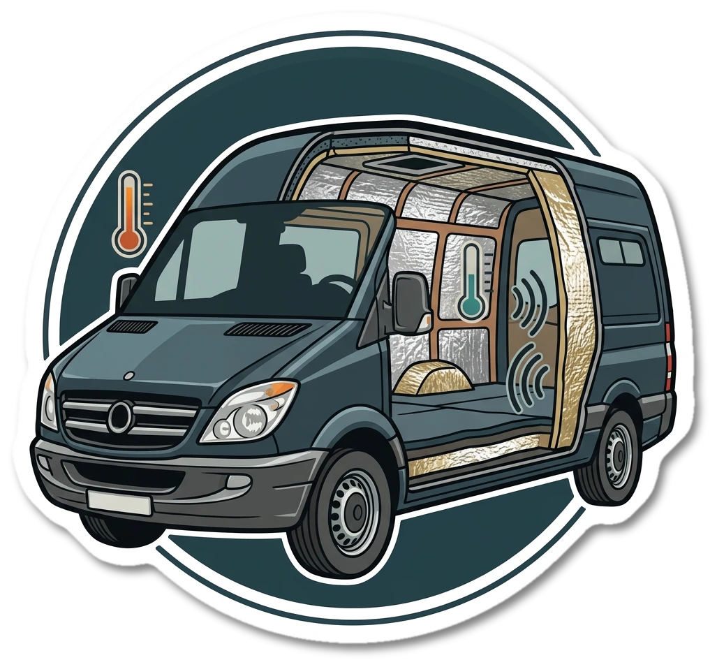 Camper insulation roll sticker illustration