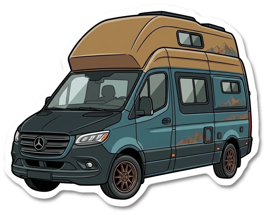 High-top campervan sticker illustration