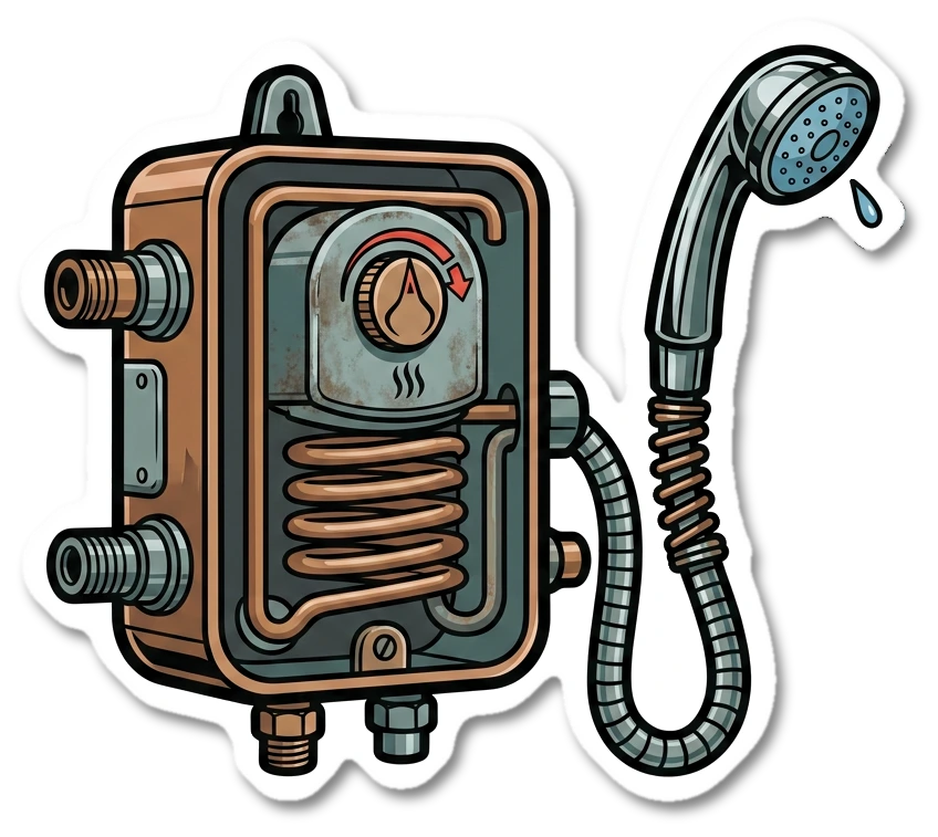 Water heater sticker illustration