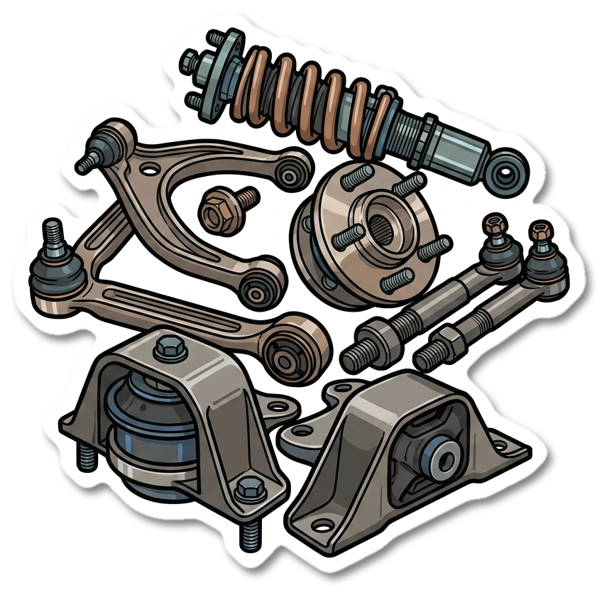Suspension components sticker illustration