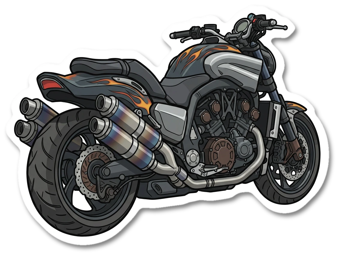 Performance exhaust sticker illustration
