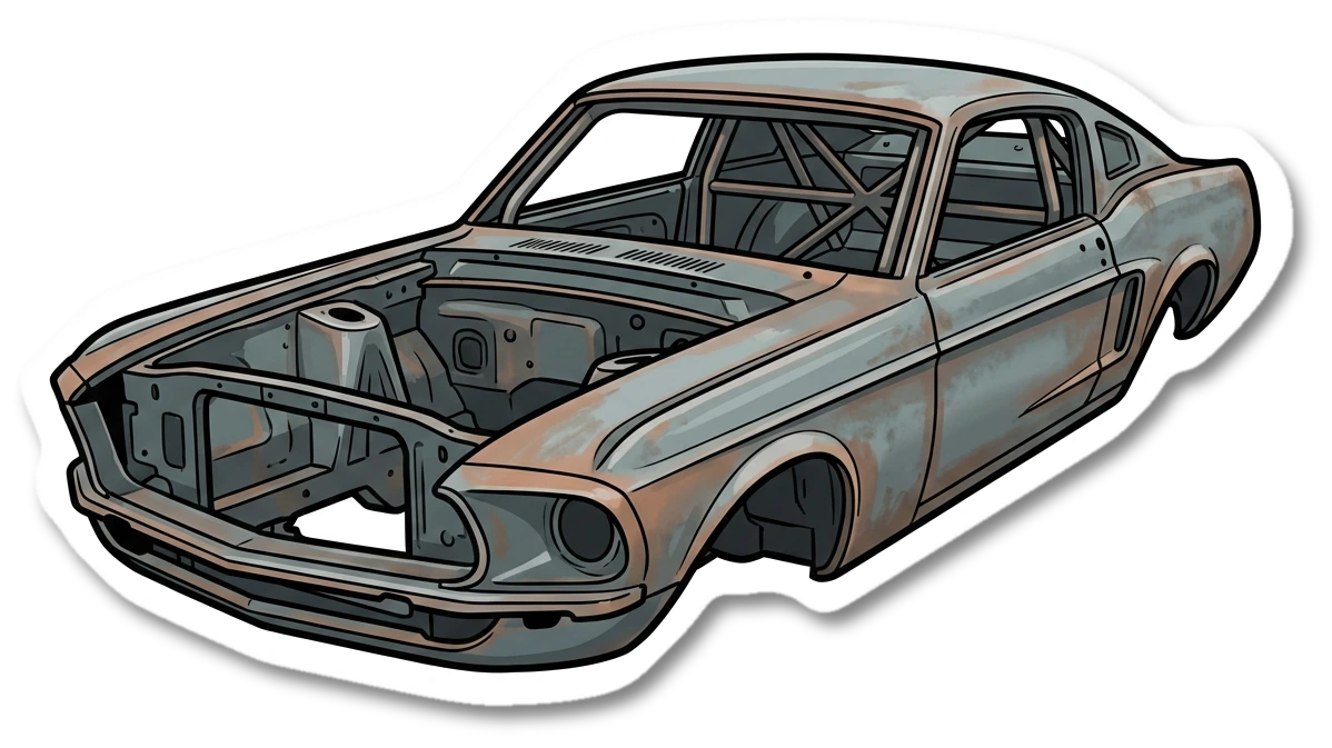 Car wing and paint tin sticker illustration
