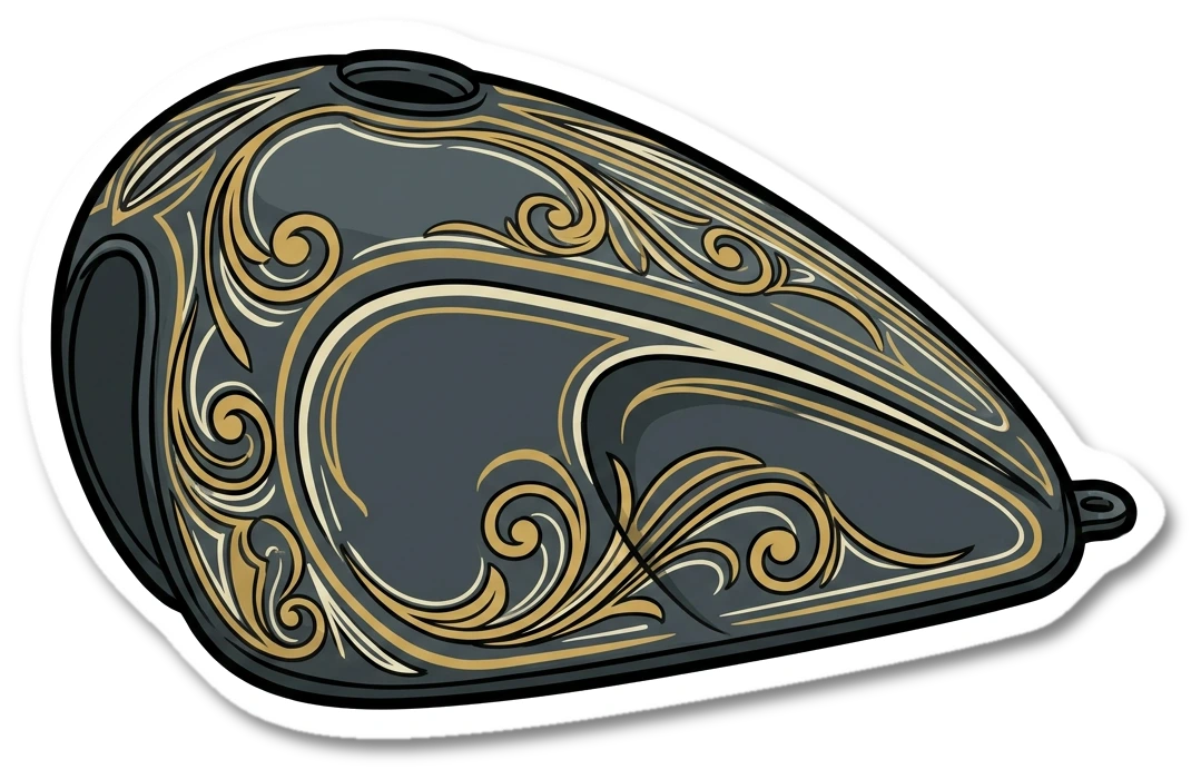 Custom painted motorcycle tank sticker illustration