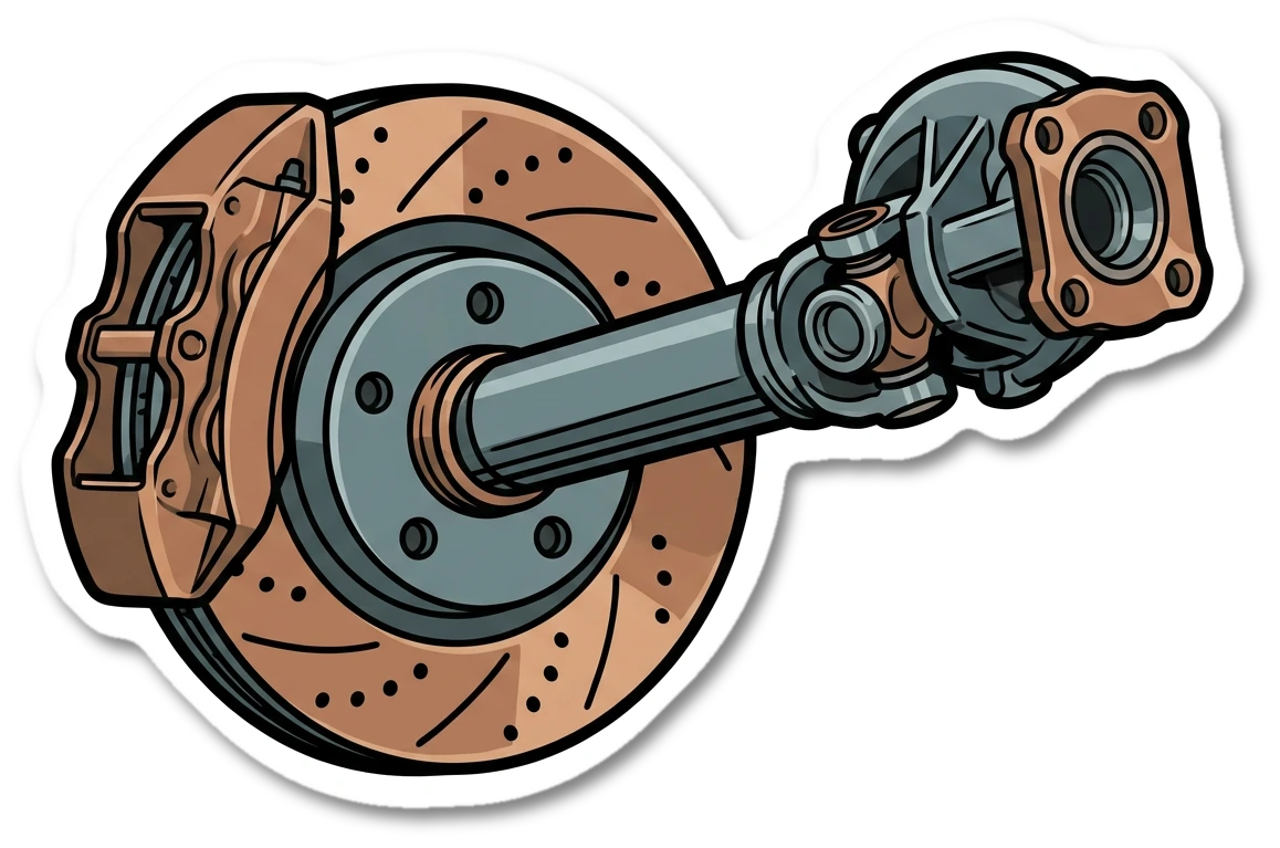 Driveshaft and brake discs sticker illustration