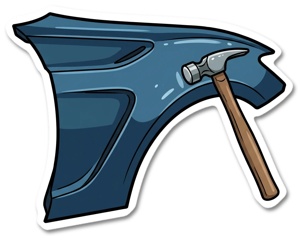 panel dent repair sticker illustration