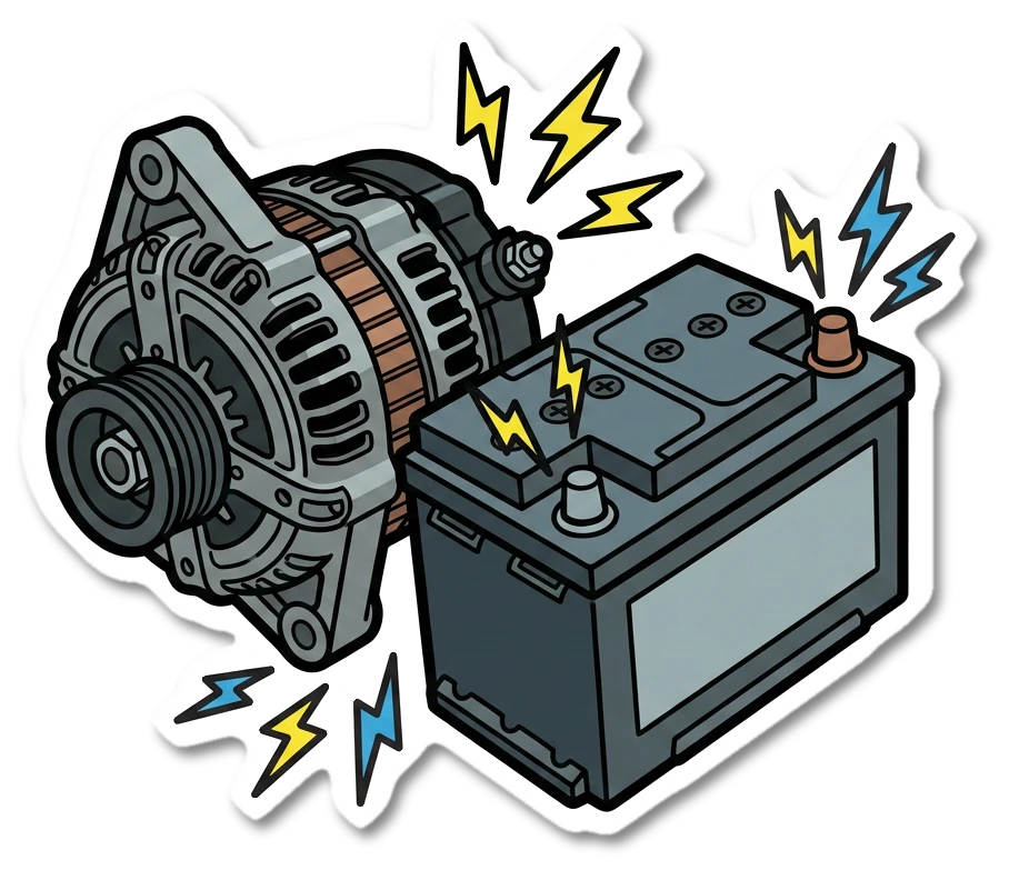 Engine electrics sticker illustration