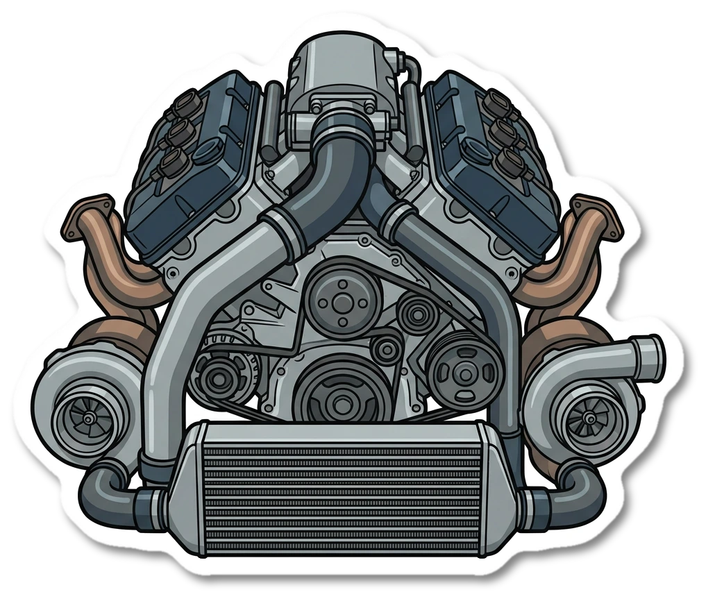 Engine components sticker illustration