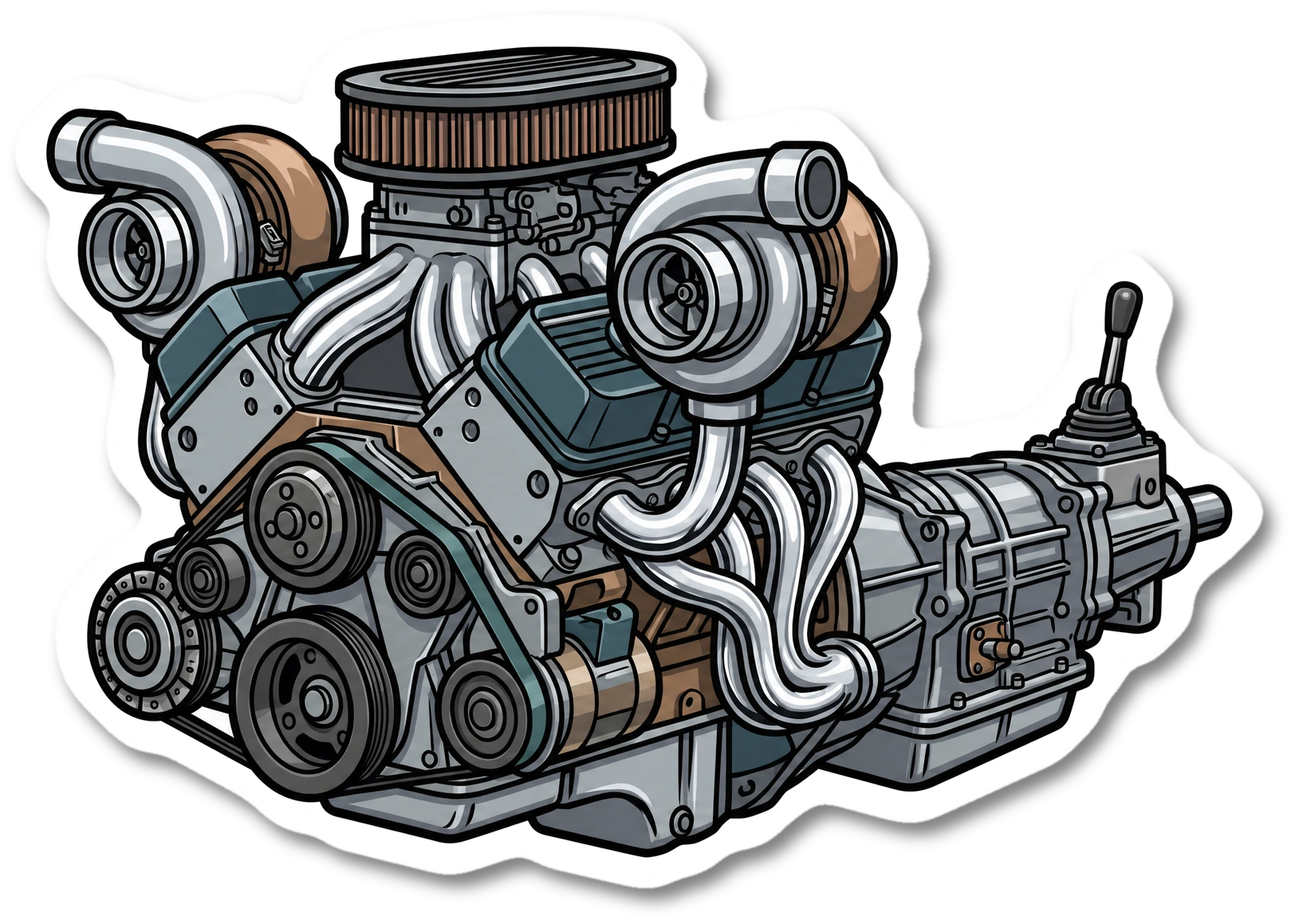 engine drivetrain rebuilds sticker illustration