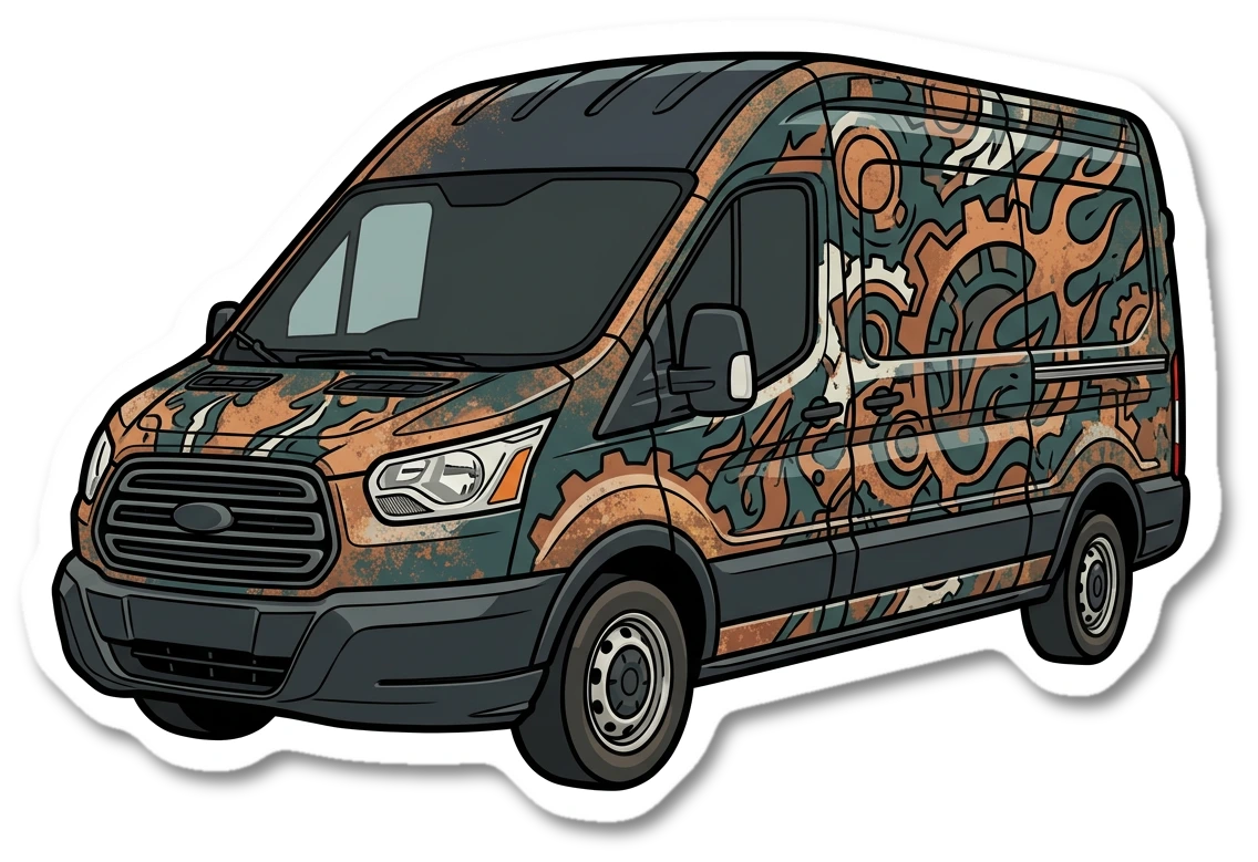 Van wrapping sticker illustration with custom livery Transit